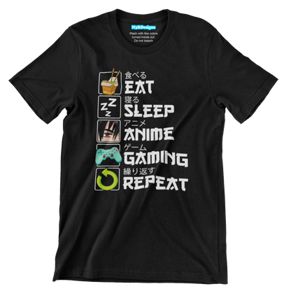 EAT SLEEP ANIME GAMING REPEAT (T-SHIRT)