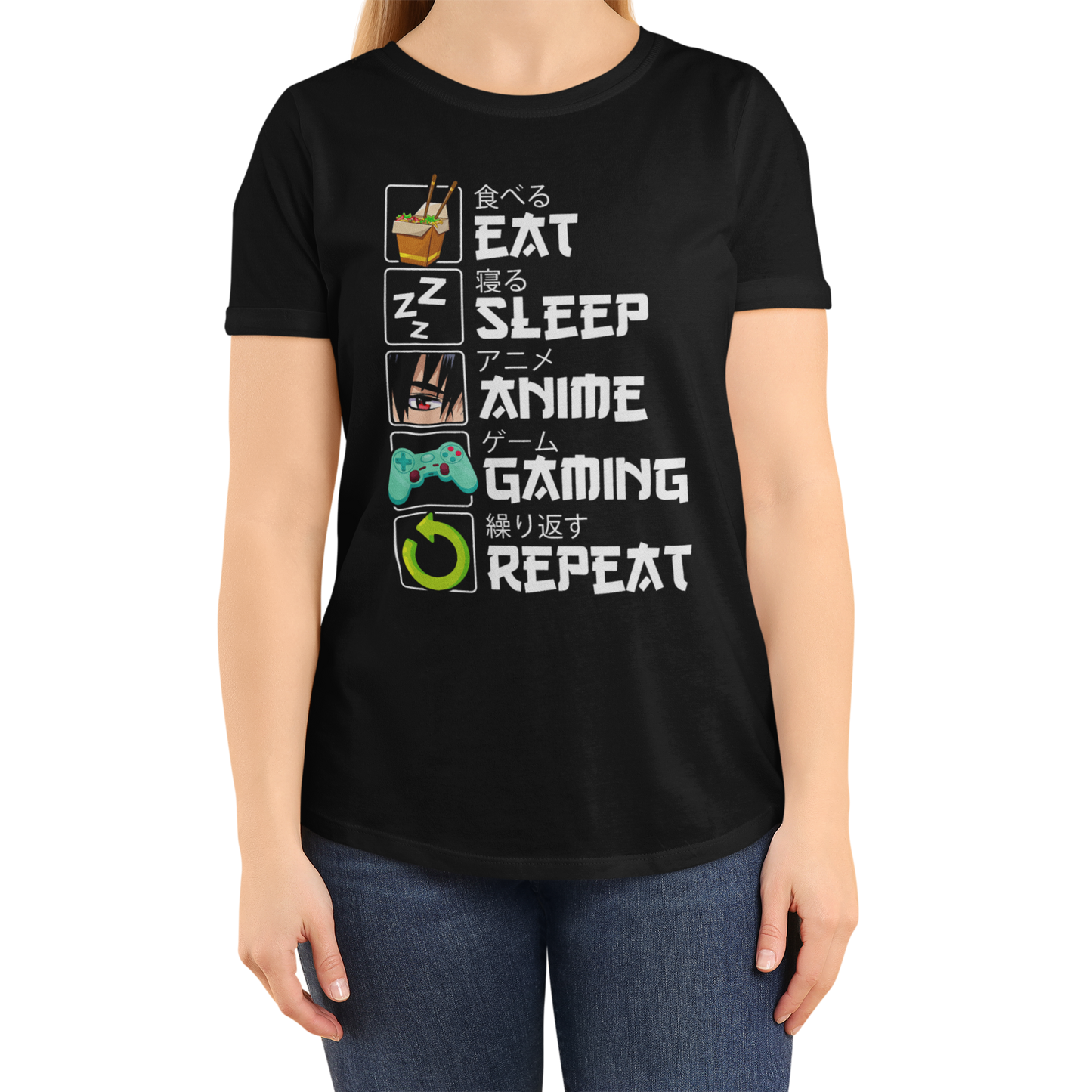 EAT SLEEP ANIME GAMING REPEAT (T-SHIRT)