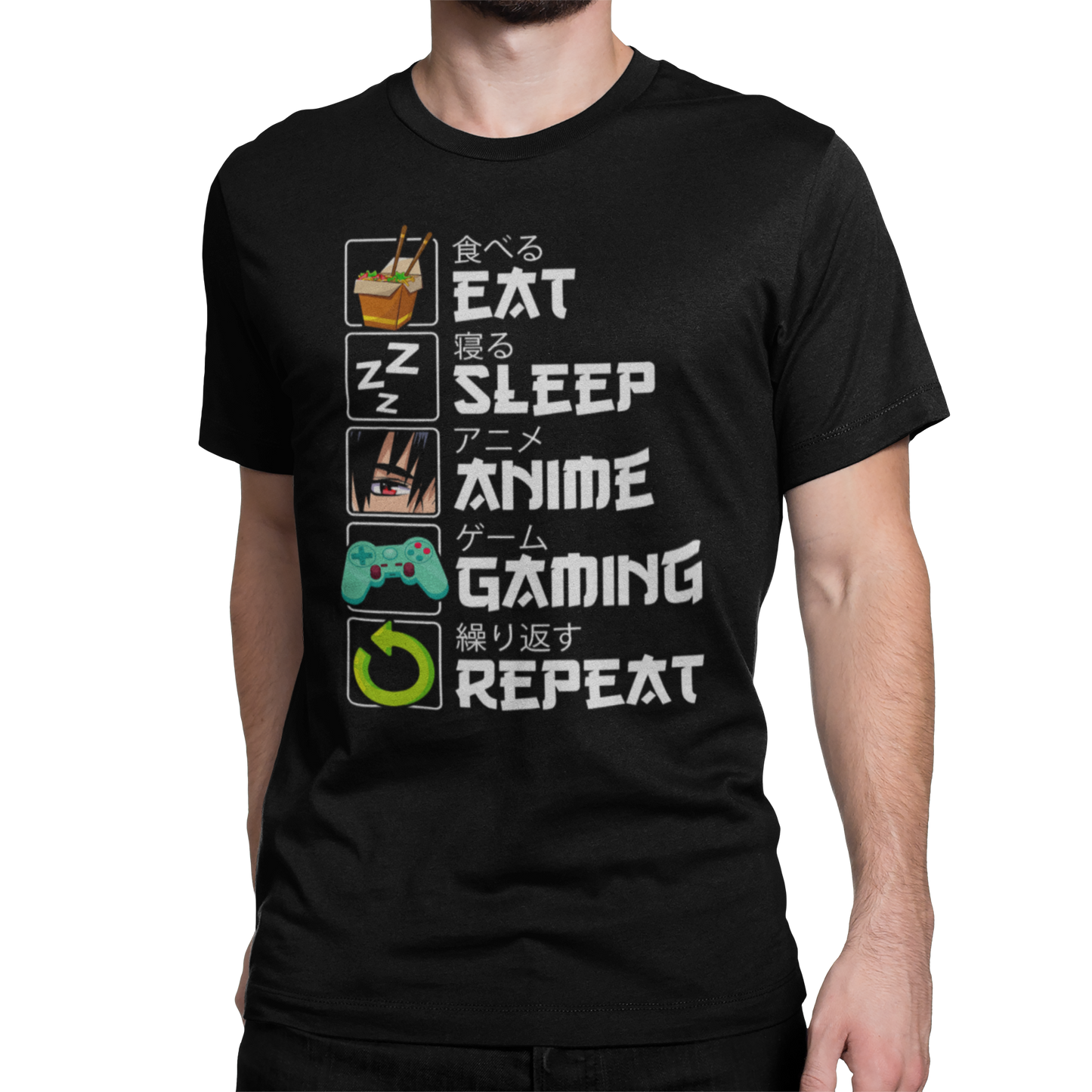 EAT SLEEP ANIME GAMING REPEAT (T-SHIRT)